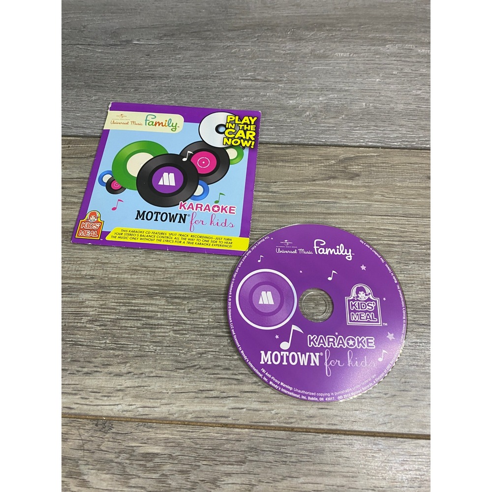 Universal Music Motown for Kids Karaoke CD Wendys Kids Meal Promo 2010 Purple